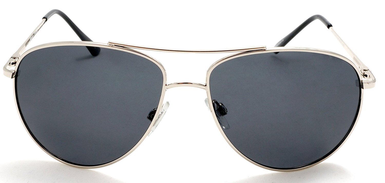 Unisex Vintage Style Polarized Pilot Military Sunglasses - Buzz & Bessie - Silver-Samba Shades