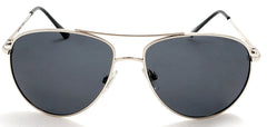 Unisex Vintage Style Polarized Pilot Military Sunglasses - Buzz & Bessie - Silver-Samba Shades