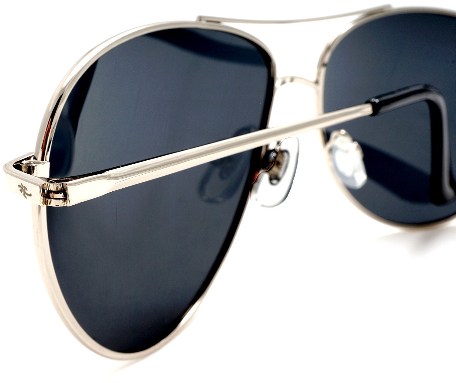 Unisex Vintage Style Polarized Pilot Military Sunglasses - Buzz & Bessie - Silver-Samba Shades