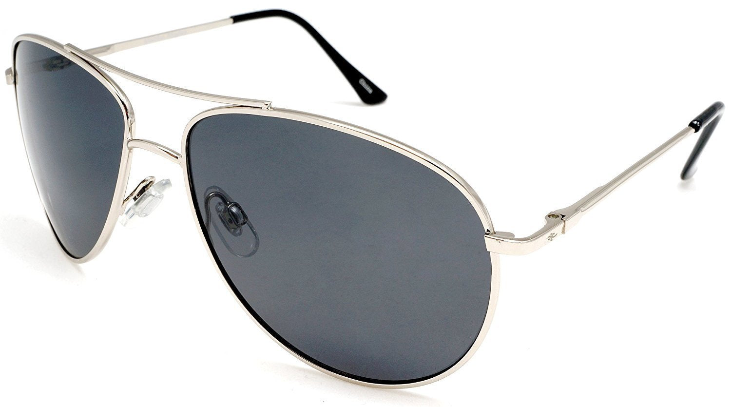 Unisex Vintage Style Polarized Pilot Military Sunglasses - Buzz & Bessie - Silver-Samba Shades