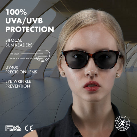 Women's BiFocal Sun Readers Fashion Audrey Horn Rimmed Brown Black-Samba Shades