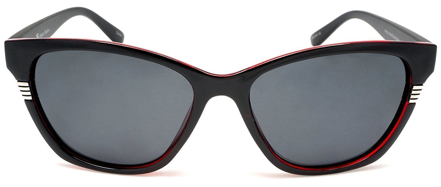 Women's Classic Polarized Horn Rimmed Sunglasses - "True Love" - Red-Samba Shades