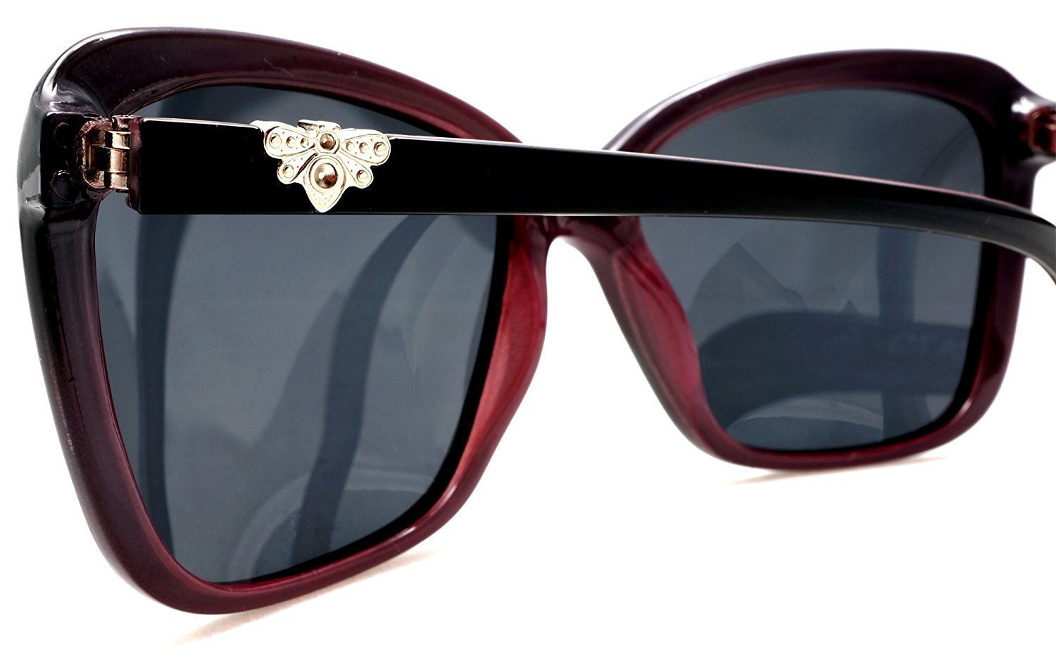 Women's Retro Polarized Butterfly Sunglasses - Grace Kelly "Too Hot to Handle" - Burgundy-Samba Shades
