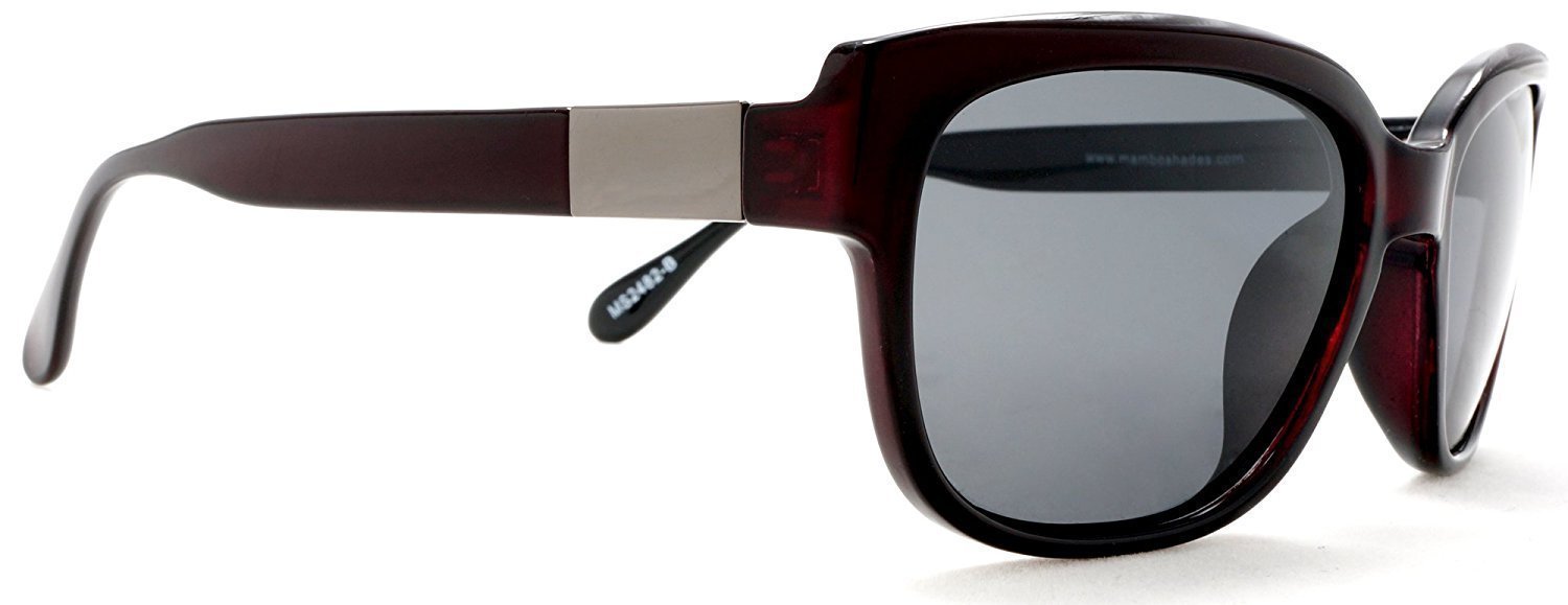 Women's Retro Polarized Horn Rimmed Sunglasses - Gloria Swanson - Black & Red-Samba Shades