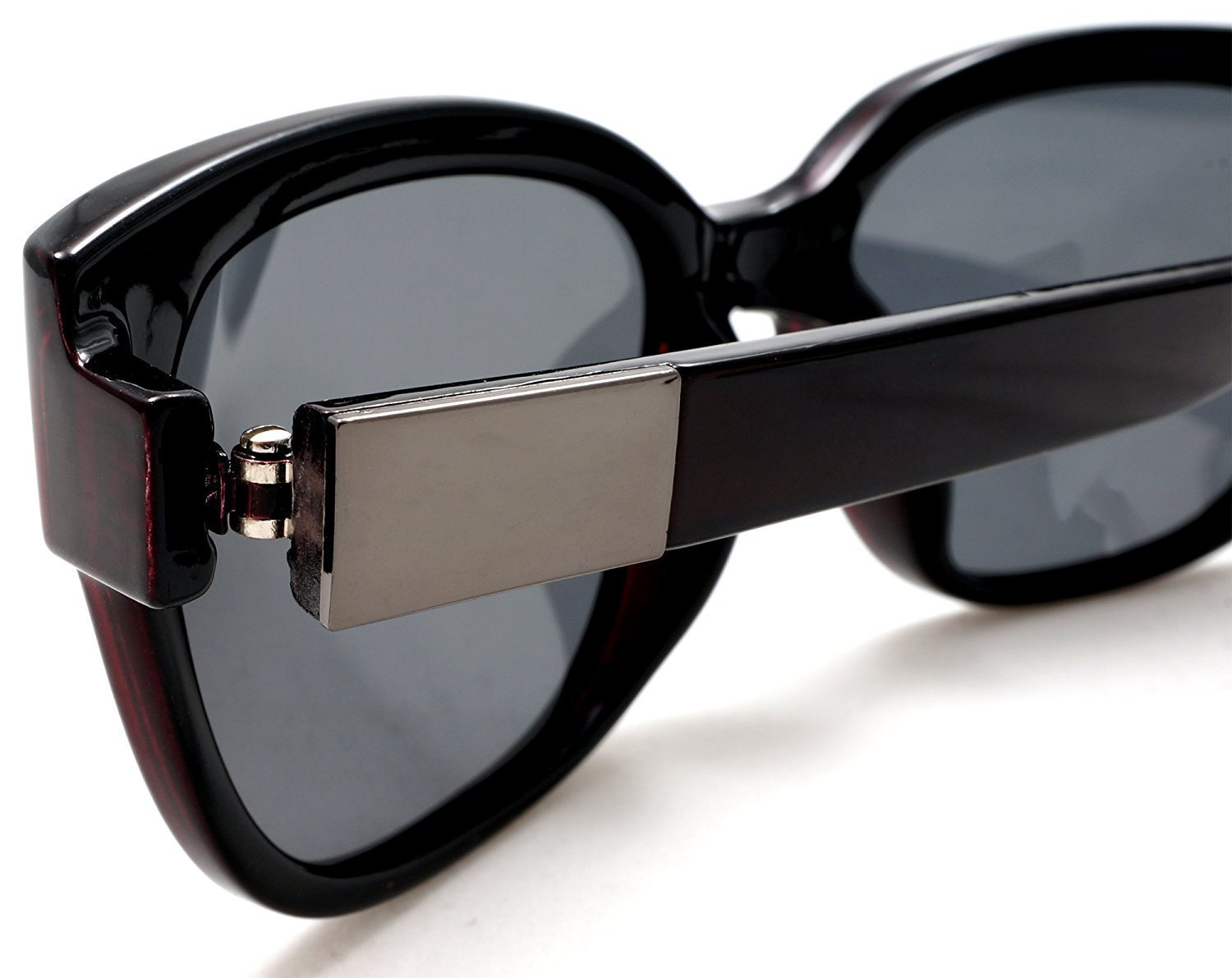 Women's Retro Polarized Horn Rimmed Sunglasses - Gloria Swanson - Black & Red-Samba Shades
