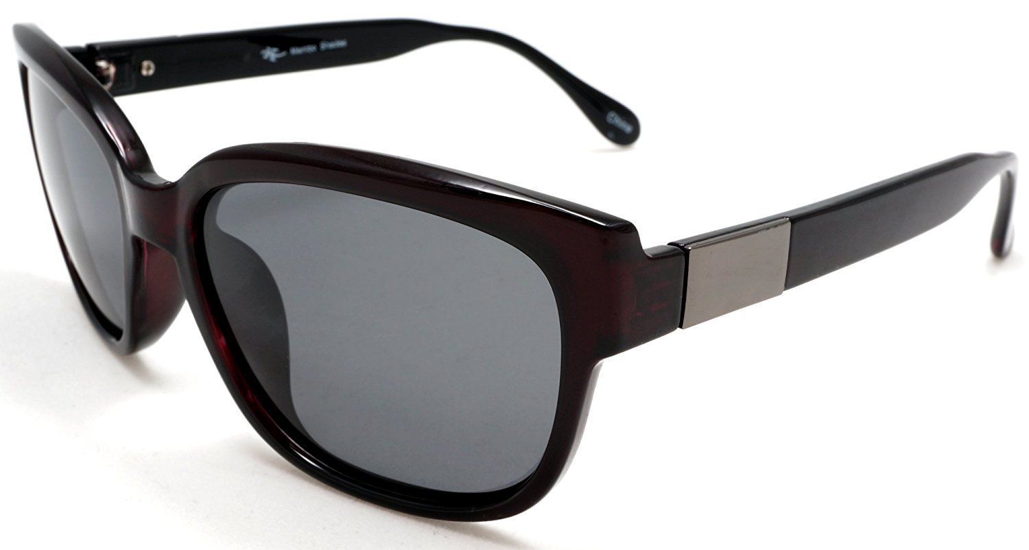 Women's Retro Polarized Horn Rimmed Sunglasses - Gloria Swanson - Black & Red-Samba Shades