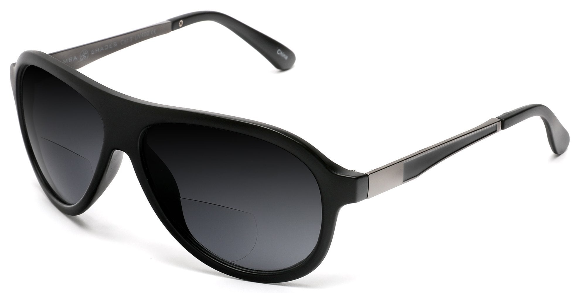Bi-Focal Sun Readers Pilot Military Cool Factor Sunshade Sunglasses Matte Black 2 / Black