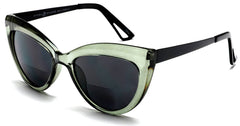  Bi-Focal SunReaders Fashion Cat Eye Sunglasses Oversized Women's CatEye Glasses Green