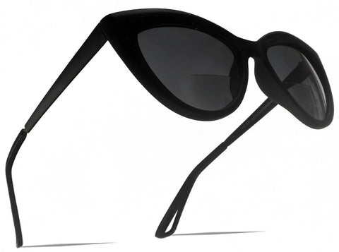 Bi-Focal SunReaders Fashion Cat Eye Sunglasses Oversized Women's CatEye Glasses Matte Black