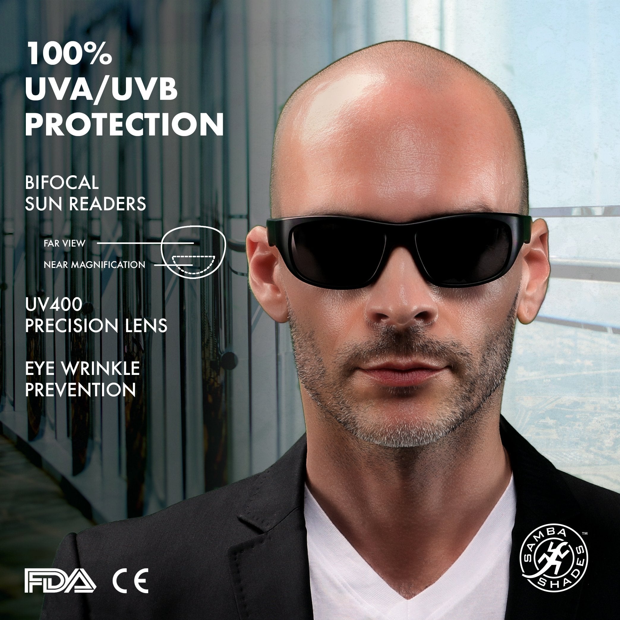 Brando Brenda Sports Bi-Focal Sun Readers Outdoor Comfort Sunglasses Black-Samba Shades