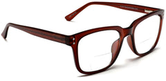 Chocolate Demure Tango Optics Bi-Focal Brown Oversized Square Readers Magnification Glasses