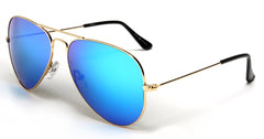 Chuck and Amy Classic Stainless and Glass Lens Pilot Military Sunglasses Gold-Samba Shades