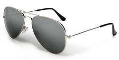 Chuck and Amy Classic Stainless and Glass Lens Pilot Military Sunglasses Silver-Samba Shades