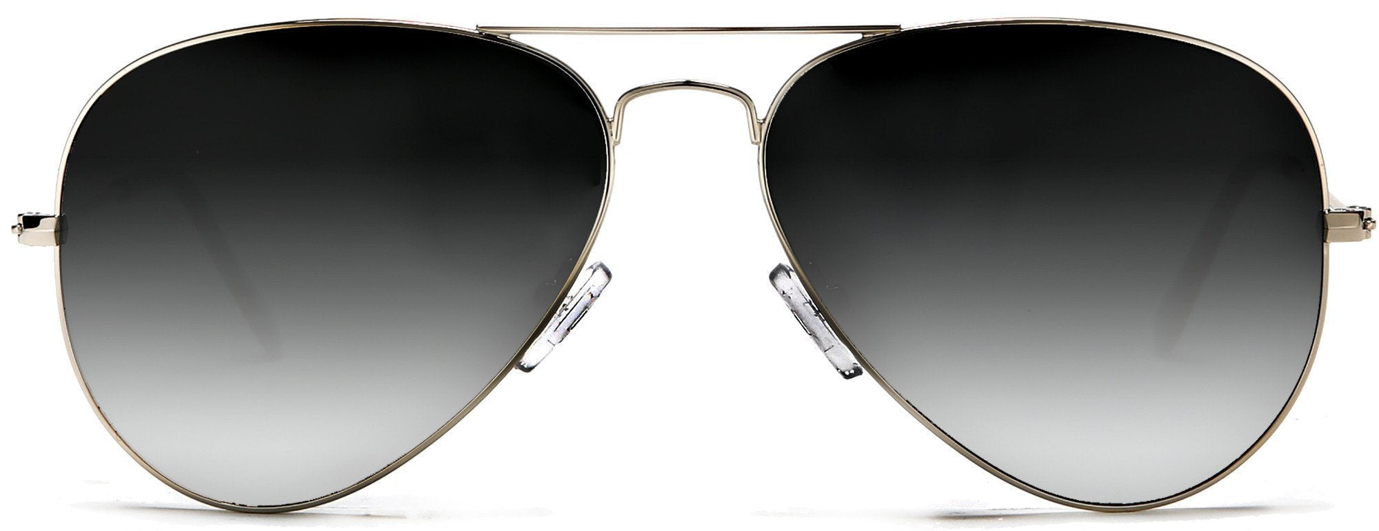 Chuck and Amy Classic Stainless and Glass Lens Pilot Military Sunglasses Silver-Samba Shades