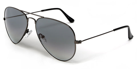 Chuck and Amy Classic Stainless and Glass Lens Pilot Military Sunglasses with Gunmetal Grey Frame, Grey Gradient Ultra-Light Glass Lens-Samba Shades