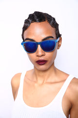 Don and Audrey Form Horn Rimmed Sunglasses Blue-Samba Shades