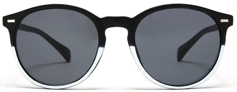 Florence Round Horn Rimmed Sunglasses Black White-Samba Shades
