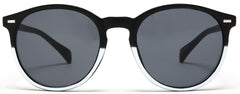 Florence Round Horn Rimmed Sunglasses Black White-Samba Shades