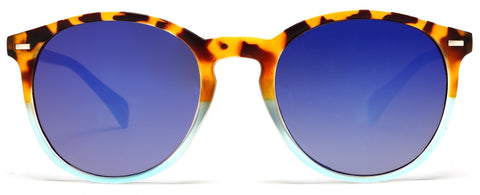 Florence Round Horn Rimmed Sunglasses Orange Blue-Samba Shades