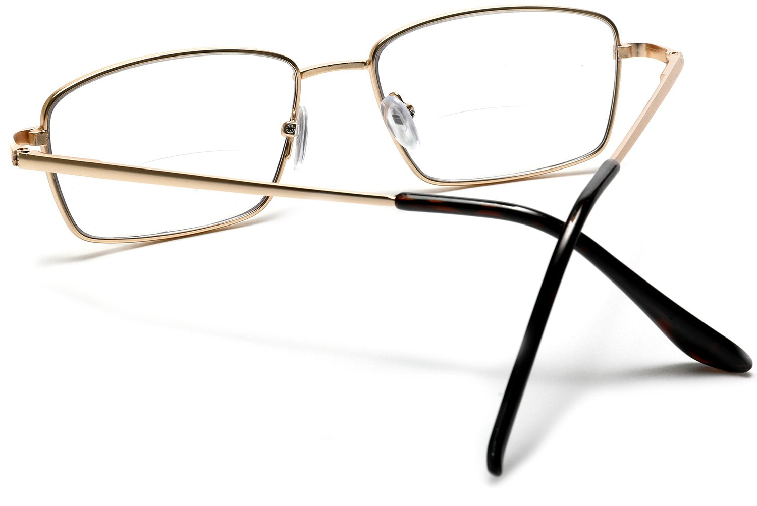 Golden Arch Samba Shades Bi-Focal Gold Metal Rectangle Readers Magnification Glasses Rectangle