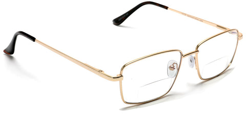 Golden Arch Tango Optics Bi-Focal Gold Metal Rectangle Readers Magnification Glasses Rectangle