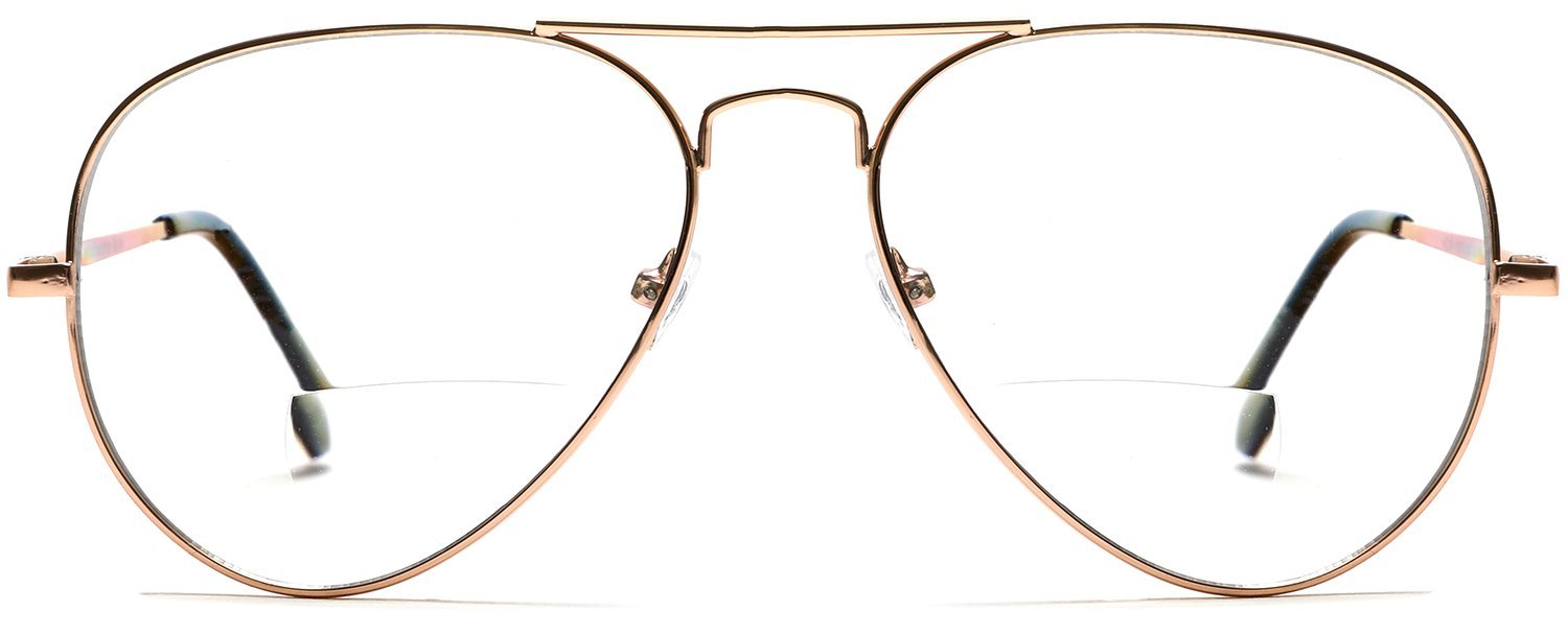 Golden Hour Tango Optics Bi-Focal Gold Pilot Glasses Readers Magnification Rx