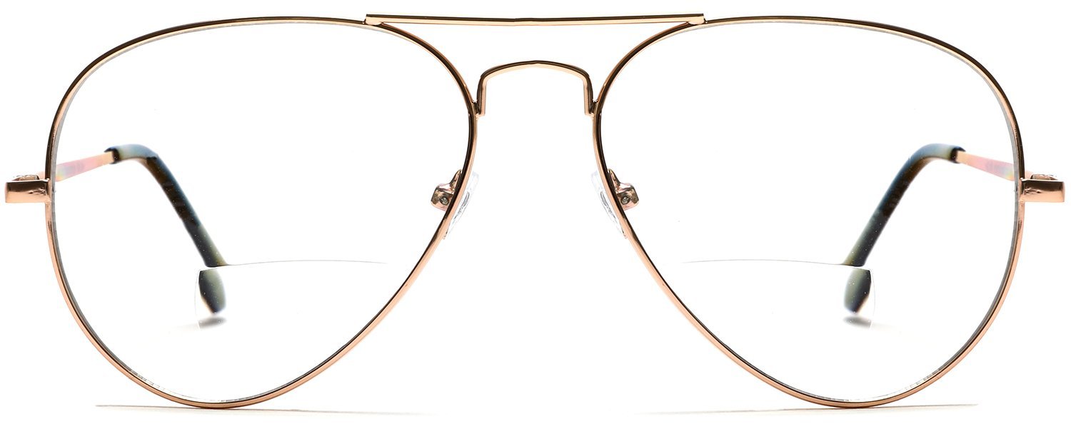 Golden Hour Tango Optics Bi-Focal Gold Pilot Glasses Readers Magnification Rx