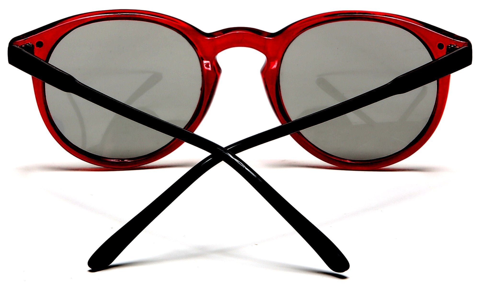 Liz and Rick Round Vintage Horn Rimmed Sunglasses Red-Samba Shades