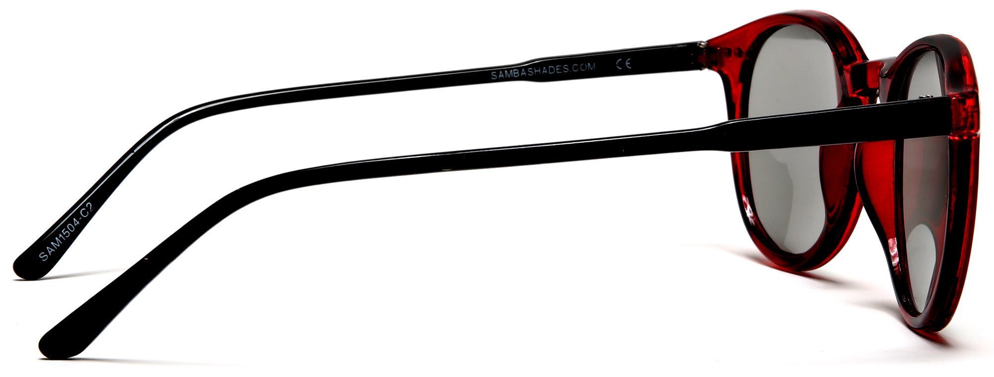 Liz and Rick Round Vintage Horn Rimmed Sunglasses Red-Samba Shades