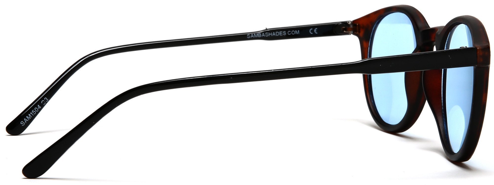 Liz and Rick Round Vintage Horn Rimmed Sunglasses Red Black-Samba Shades