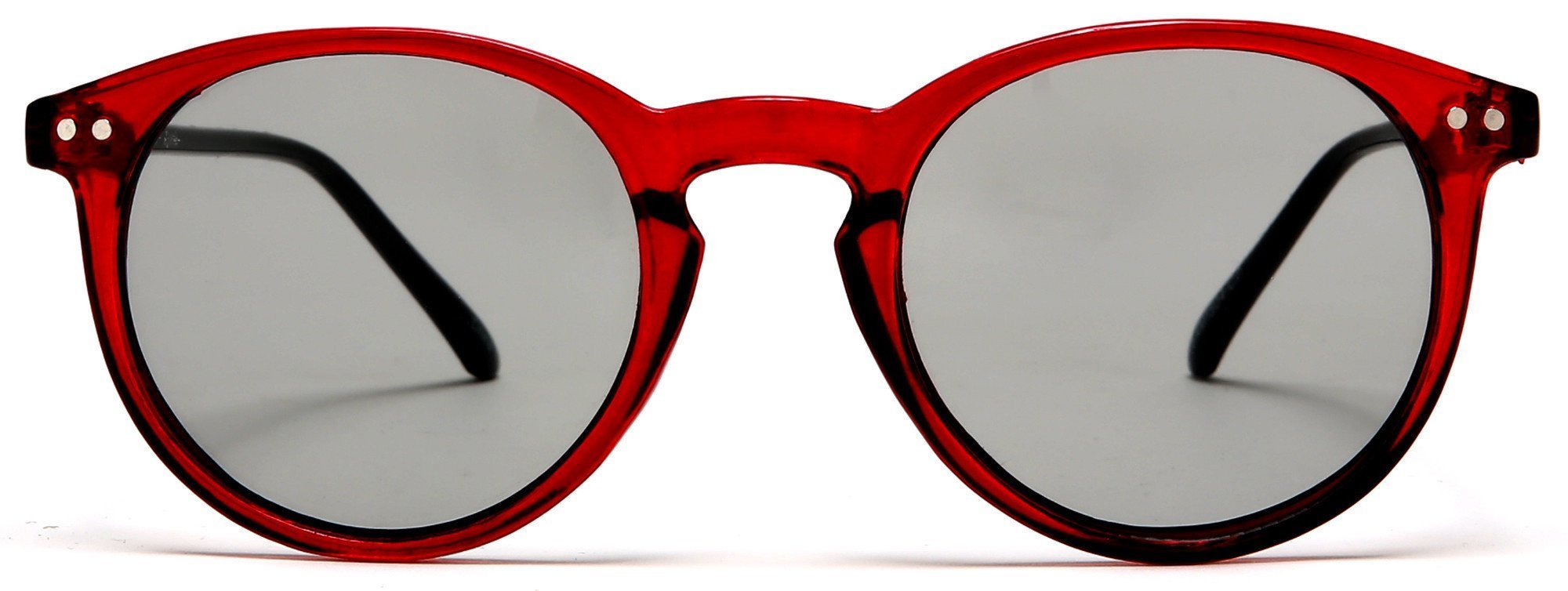Liz and Rick Round Vintage Horn Rimmed Sunglasses Red-Samba Shades
