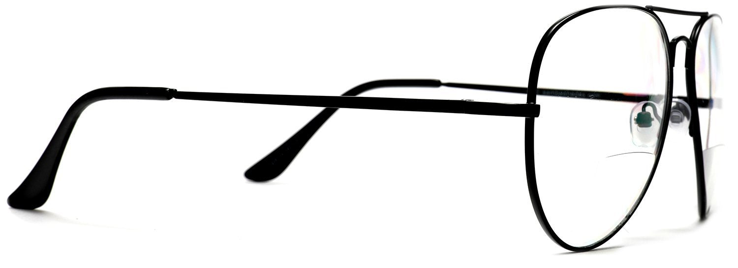 Midnight Bomb Tango Optics Bi-Focal Black Pilot Glasses Readers Magnification Rx