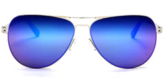 Pilot Military Inspired Spring Factor Polished Stainless Sunglasses Blue-Samba Shades