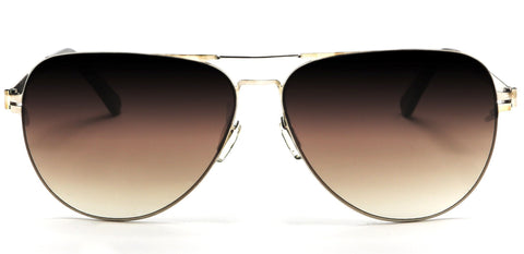 Pilot Military Inspired Spring Factor Polished Stainless Sunglasses Brown-Samba Shades