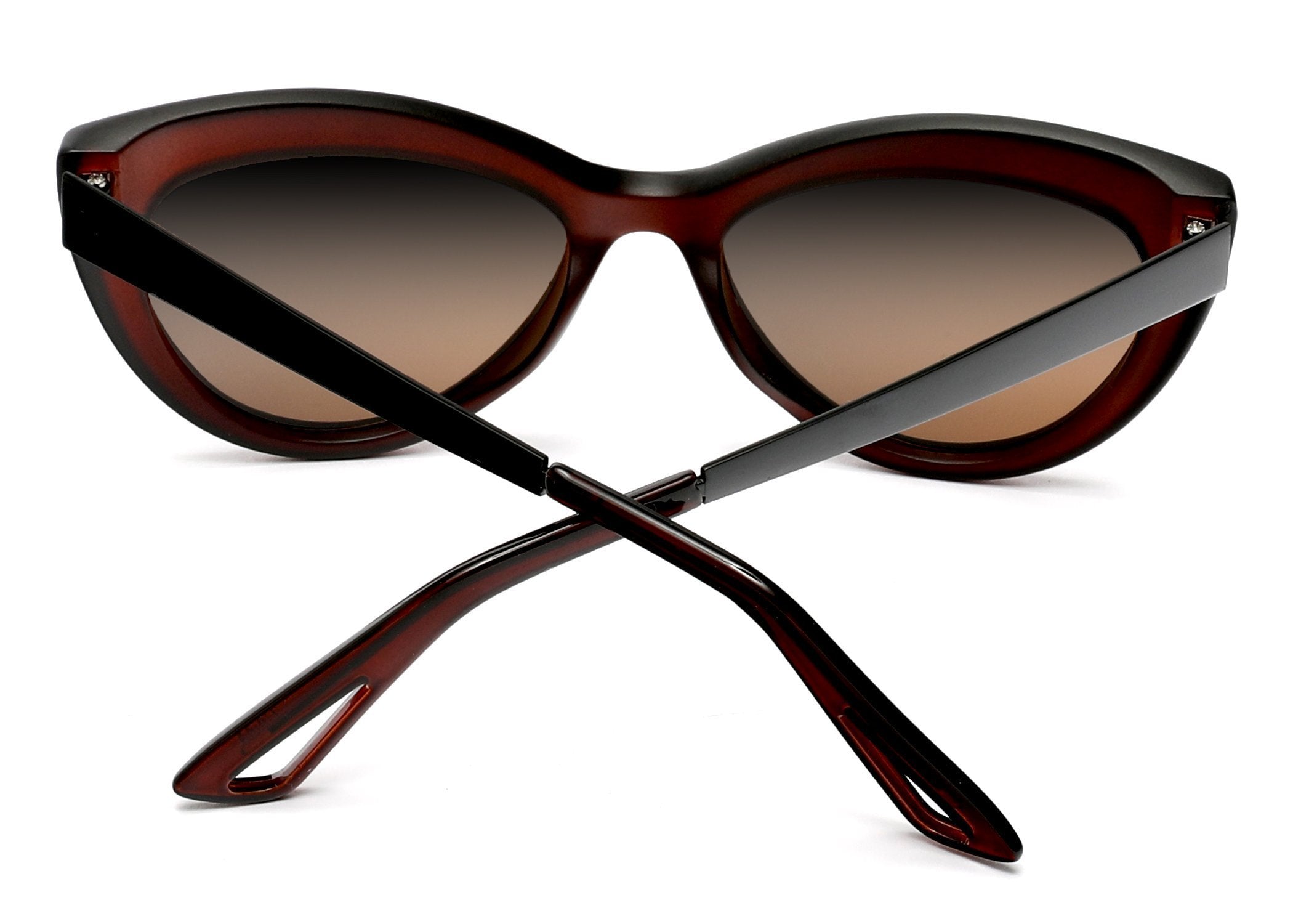 Polarized Classic Modern Marilyn Cat Eye Sunglasses Horn Rimmed Brown-Samba Shades