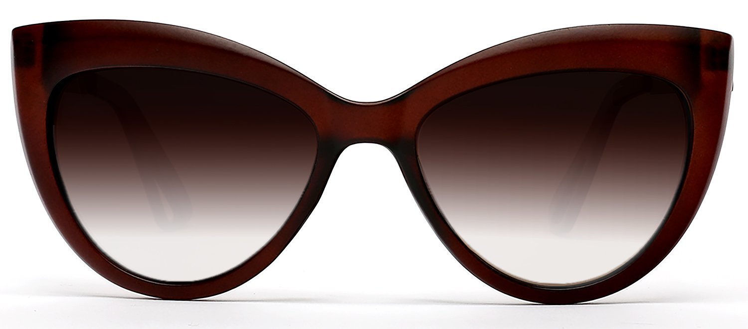 Polarized Classic Modern Marilyn Cat Eye Sunglasses Horn Rimmed Brown-Samba Shades