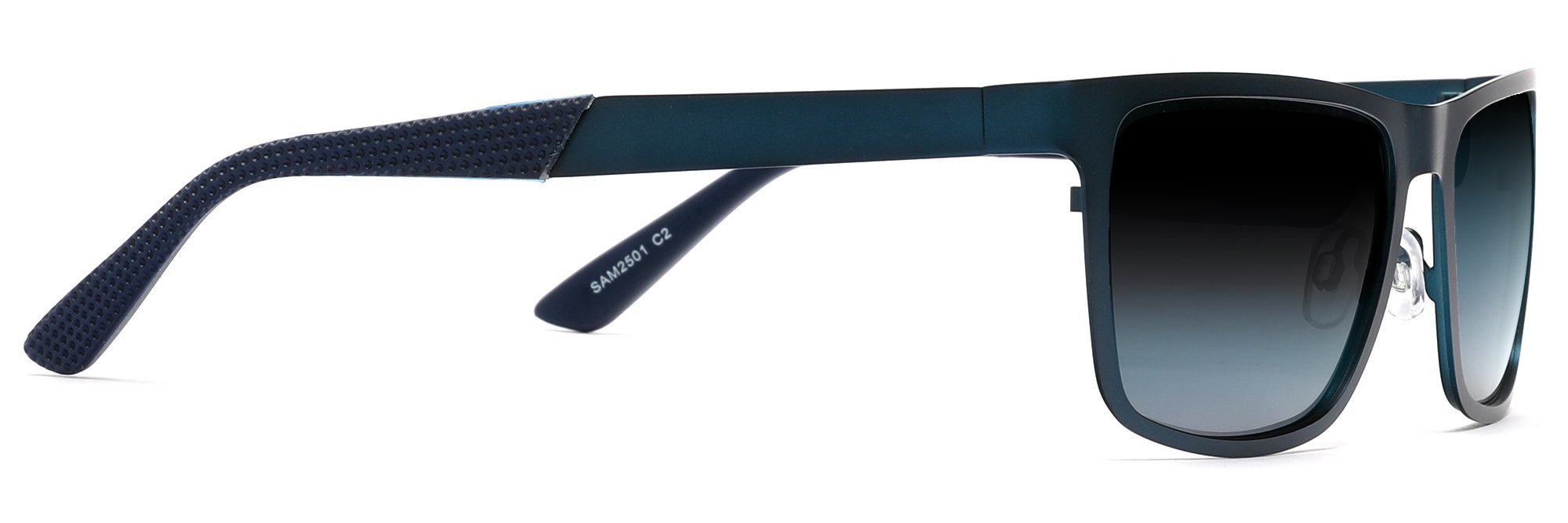Polarized Classic Sunglasses Razor Thin Brushed Metal Stainless Steel Blue-Samba Shades