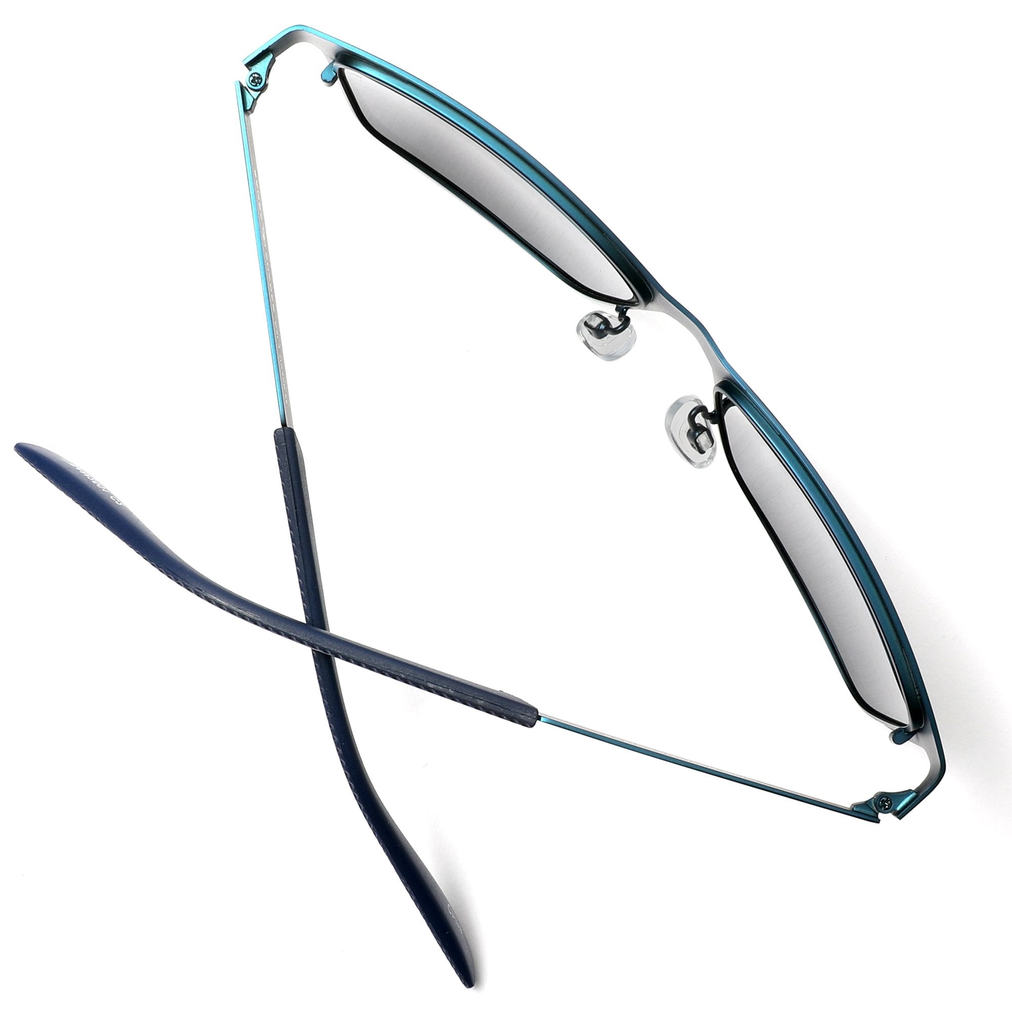 Polarized Classic Sunglasses Razor Thin Brushed Metal Stainless Steel Blue-Samba Shades