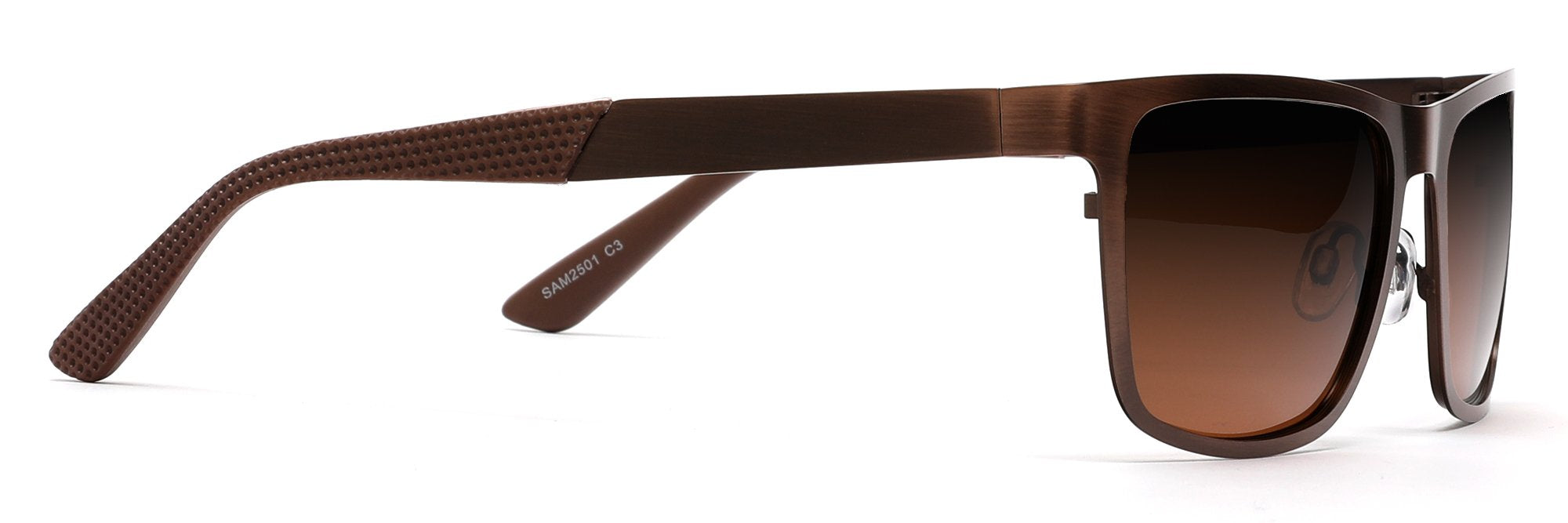 Polarized Classic Sunglasses Razor Thin Brushed Metal Stainless Steel Brown-Samba Shades