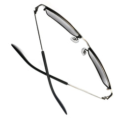 Polarized Classic Sunglasses Razor Thin Brushed Metal Stainless Steel Silver-Samba Shades