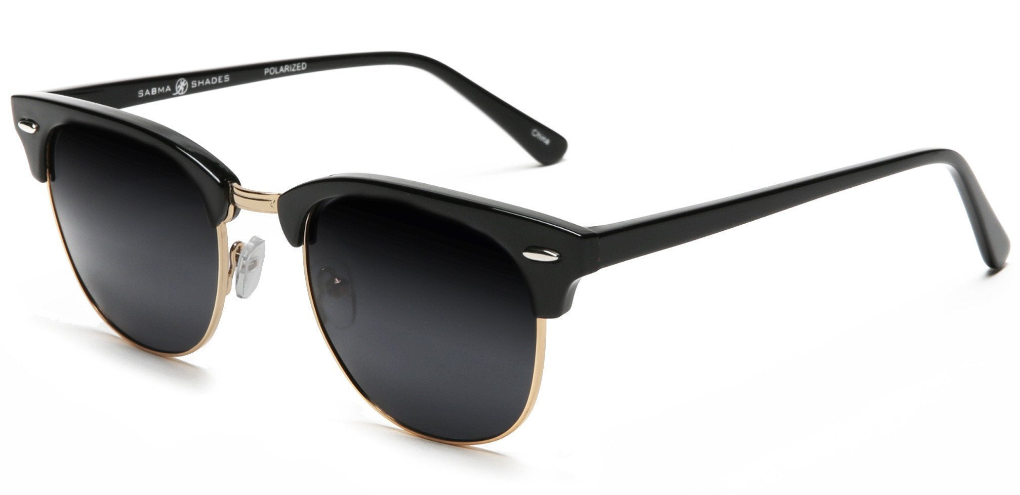 Samba Shades Polarized Club Master Vintage Sunglasses with Shiny Black ...