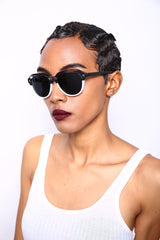 Polarized Jackie O' Classic Fashion Sunglasses Black White-Samba Shades