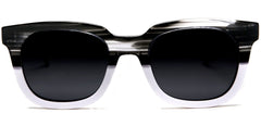Polarized Manhattan Horn Rimmed Fashion Sunglasses Black White-Samba Shades