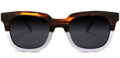 Polarized Manhattan Horn Rimmed Fashion Sunglasses Brown White-Samba Shades
