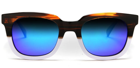 Polarized Manhattan Horn Rimmed Fashion Sunglasses Orange White-Samba Shades
