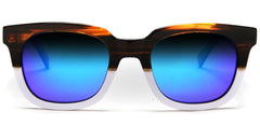 Polarized Manhattan Horn Rimmed Fashion Sunglasses Orange White-Samba Shades