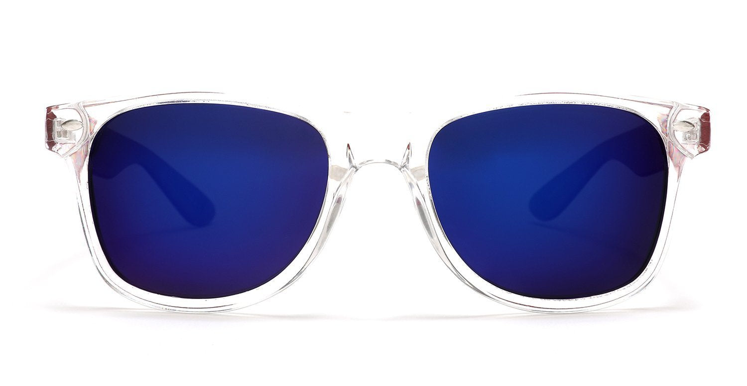 Polarized Modern Venice Horn Rimmed Sunglasses - Clear Red Blue-Samba Shades