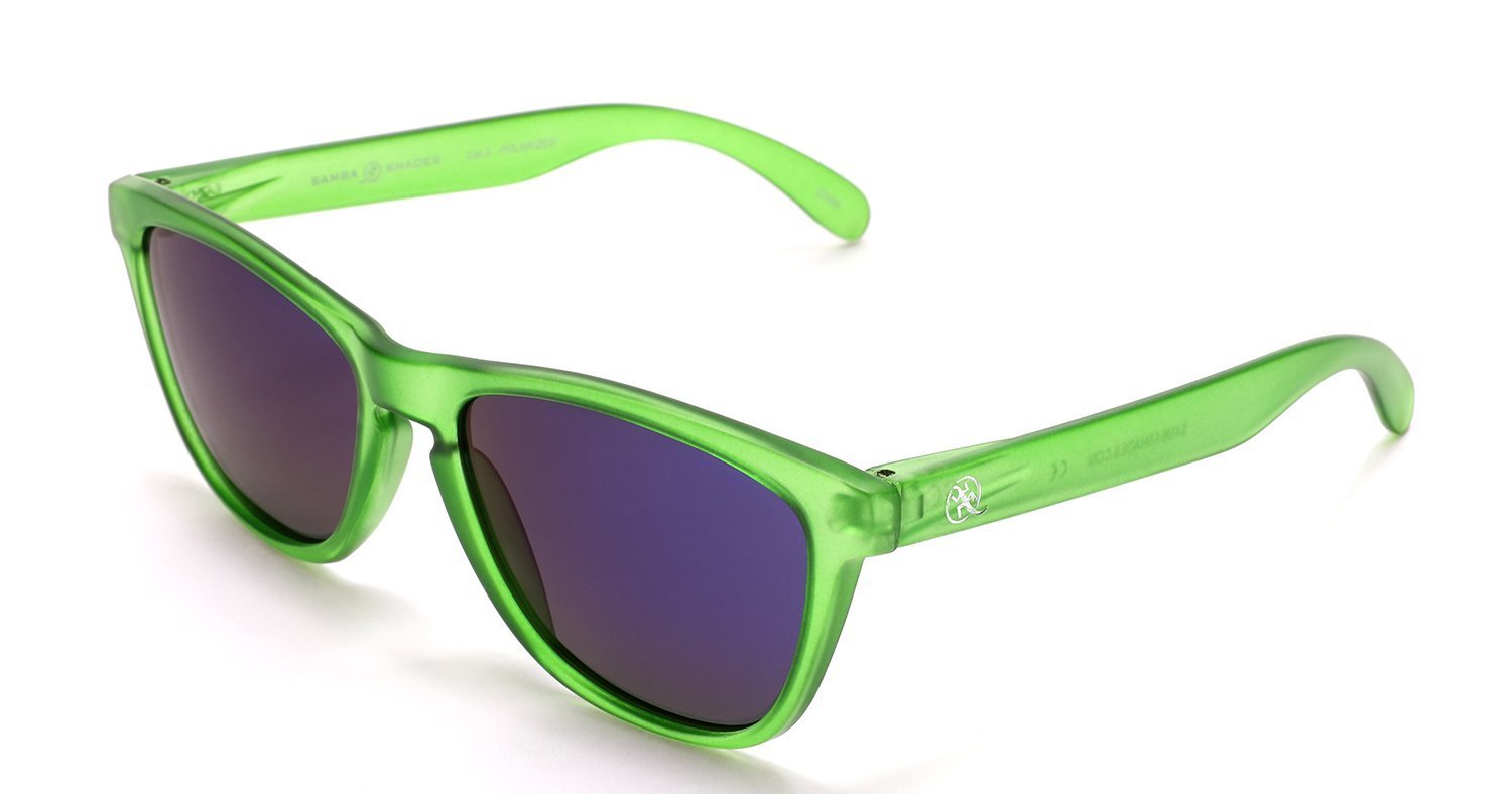 Polarized New Cool Factor Horn Rimmed Sunglasses - Green Blue-Samba Shades