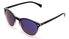 Polarized Round Verona Horn Rimmed Sunglasses - Black Clear Blue-Samba Shades