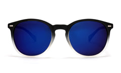 Polarized Round Verona Horn Rimmed Sunglasses - Black Clear Blue-Samba Shades